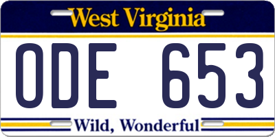 WV license plate ODE653