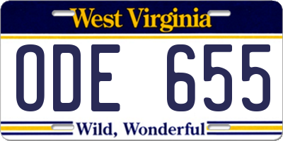 WV license plate ODE655