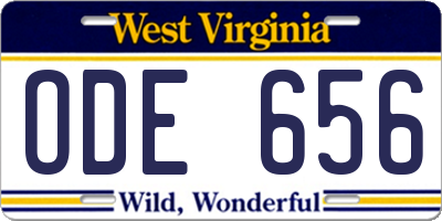 WV license plate ODE656