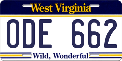 WV license plate ODE662