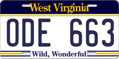 WV license plate ODE663