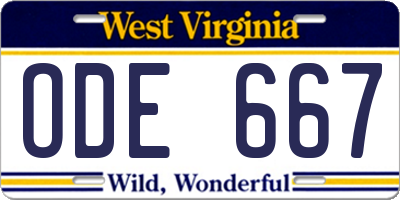 WV license plate ODE667