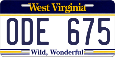 WV license plate ODE675