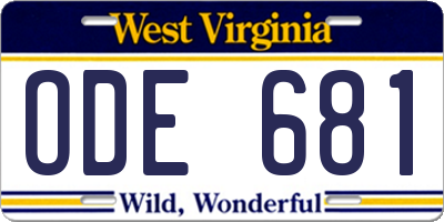 WV license plate ODE681