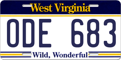 WV license plate ODE683