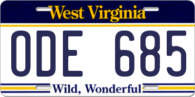 WV license plate ODE685