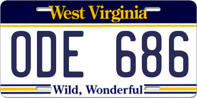 WV license plate ODE686