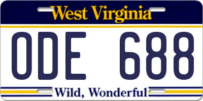 WV license plate ODE688