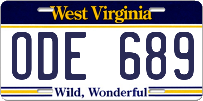 WV license plate ODE689