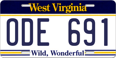 WV license plate ODE691