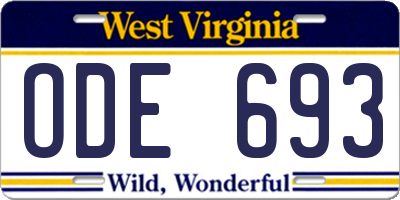 WV license plate ODE693