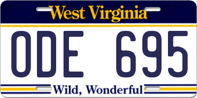 WV license plate ODE695
