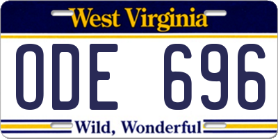 WV license plate ODE696