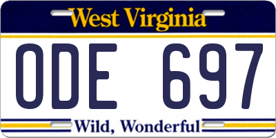 WV license plate ODE697