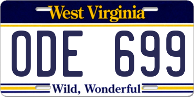 WV license plate ODE699