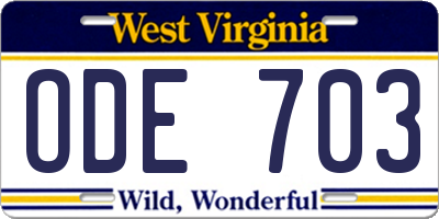 WV license plate ODE703
