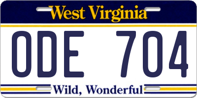 WV license plate ODE704