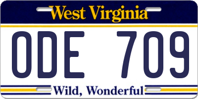 WV license plate ODE709