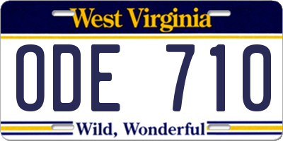 WV license plate ODE710