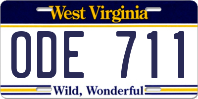 WV license plate ODE711