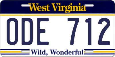 WV license plate ODE712