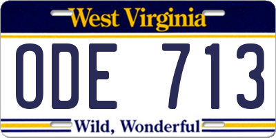 WV license plate ODE713