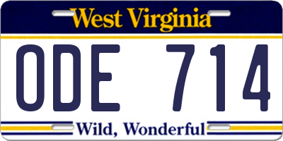 WV license plate ODE714