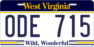 WV license plate ODE715