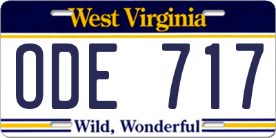 WV license plate ODE717