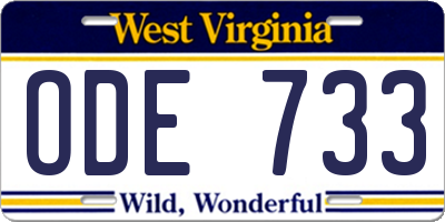 WV license plate ODE733