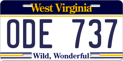 WV license plate ODE737