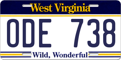 WV license plate ODE738