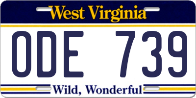 WV license plate ODE739