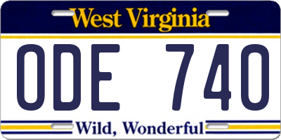 WV license plate ODE740