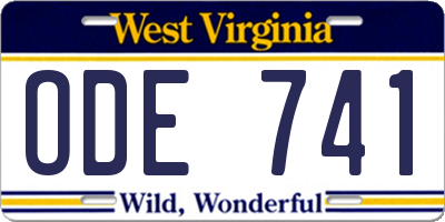 WV license plate ODE741