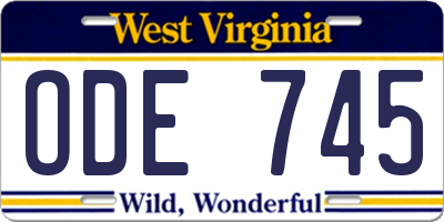 WV license plate ODE745