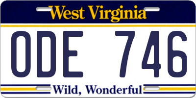 WV license plate ODE746