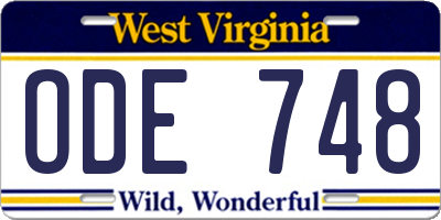 WV license plate ODE748