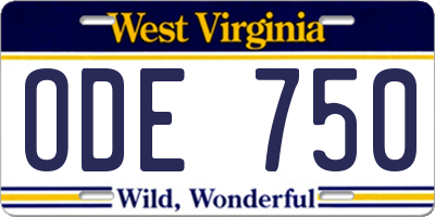 WV license plate ODE750