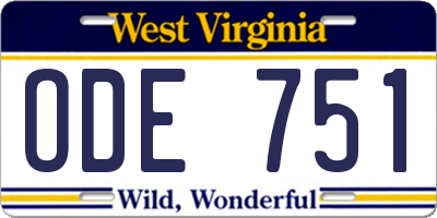 WV license plate ODE751
