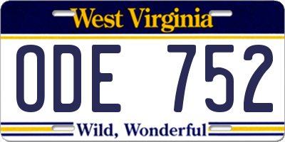 WV license plate ODE752