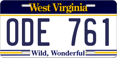 WV license plate ODE761