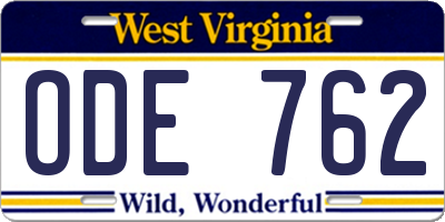 WV license plate ODE762