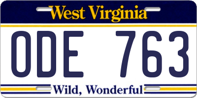WV license plate ODE763