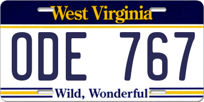 WV license plate ODE767