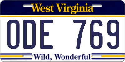 WV license plate ODE769