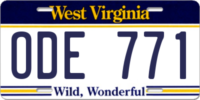 WV license plate ODE771