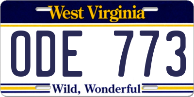WV license plate ODE773