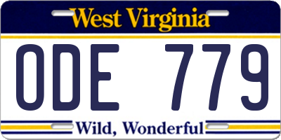 WV license plate ODE779