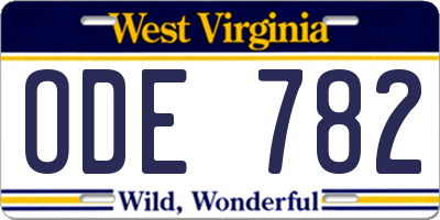WV license plate ODE782